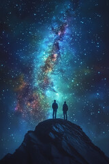 Wall Mural - Beautiful auroras accompanied a huge and beautiful starry sky. A starry sky conceals nothing. The picture should have layers, a sense of depth, a sense of detail, high-definition.