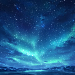 Wall Mural - Beautiful auroras accompanied a huge and beautiful starry sky. A starry sky conceals nothing. The picture should have layers, a sense of depth, a sense of detail, high-definition.