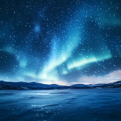 Wall Mural - Beautiful auroras accompanied a huge and beautiful starry sky. A starry sky conceals nothing. The picture should have layers, a sense of depth, a sense of detail, high-definition.