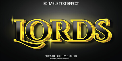 Wall Mural - golden lords vector 3d text effect with modern style design