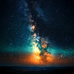 Wall Mural - Beautiful auroras accompanied a huge and beautiful starry sky. A starry sky conceals nothing. The picture should have layers, a sense of depth, a sense of detail, high-definition.