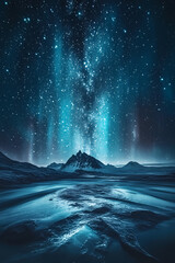 Wall Mural - Beautiful auroras accompanied a huge and beautiful starry sky. A starry sky conceals nothing. The picture should have layers, a sense of depth, a sense of detail, high-definition.