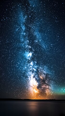 Wall Mural - Beautiful auroras accompanied a huge and beautiful starry sky. A starry sky conceals nothing. The picture should have layers, a sense of depth, a sense of detail, high-definition.