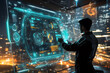 © Evhen Pylypchuk - A safety manager using a digital dashboard to monitor real-time workforce safety metrics and risks, symbolizing innovation in workplace safety and risk management.