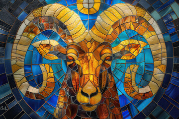 Wall Mural - astrological composition with concept of aries zodiac sign symbol