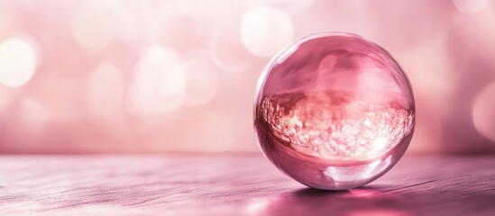 Aufkleber - Soft focus pink glass sphere on blurred background with ample copy space for elegant designs and creative presentations