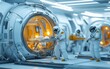 © FreyStudios - Astronauts in Futuristic Space Station Lab: A Glimpse into the Future of Space Travel