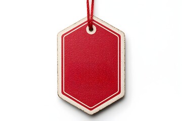 Red Hexagonal Tag on White Background