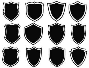 Set of  Shield icon. Collection of protect shield. Vector security shield badge. Knight award contours and linear signs Heraldic shield set.