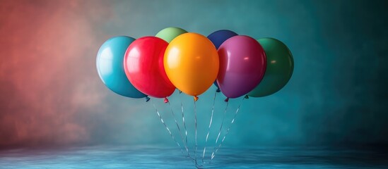 Leinwandbilder - Colorful balloons in an artistic arrangement against a gradient background creating a festive and joyful atmosphere for celebrations