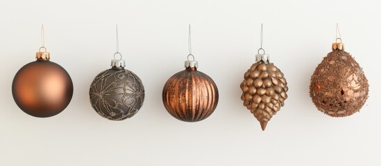 Aufkleber - Elegant Christmas ornaments in warm metallic tones displayed against a clean white background for festive decoration and holiday inspiration.