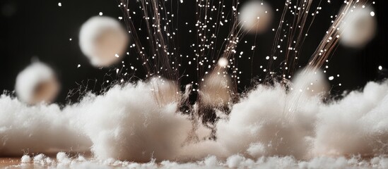 Aufkleber - Cotton balls exploding like fireworks creating a festive and whimsical atmosphere with vibrant sparks and texture