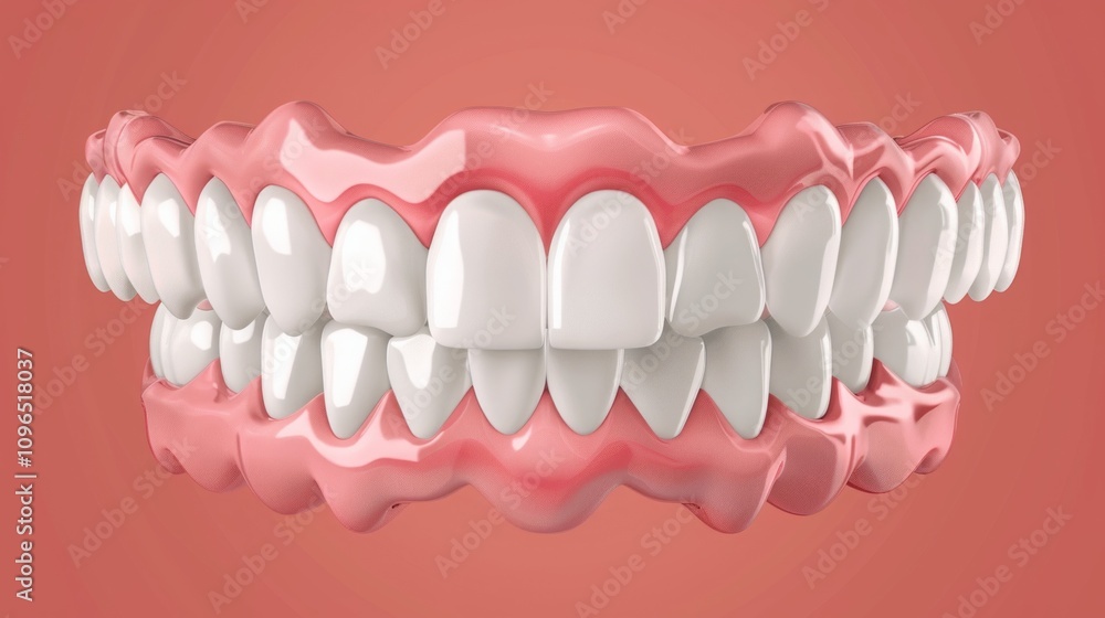 3D anatomical model of human teeth and gums with detailed upper and ...