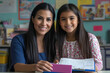© HQAsset - Smiling teacher and student review classroom work