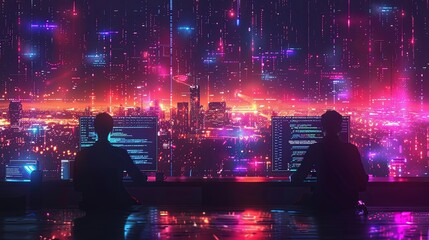 Developers Writing Code on Computer Screens
