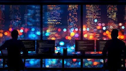 Developers Writing Code on Computer Screens
