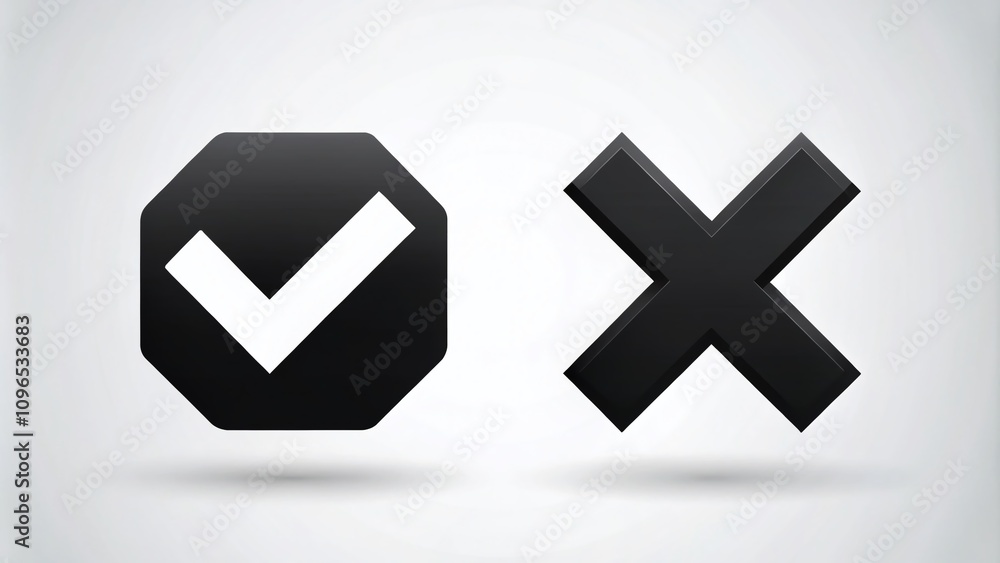 Approve and Reject Line Icons for Modern App Design: Check Mark and ...