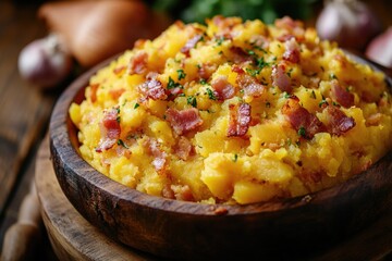 Sticker - Wooden Bowl Mashed Potatoes Bacon