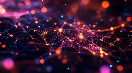 Wall Mural - glowing lines and particles in a 3d futuristic technology backdrop.