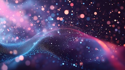 Wall Mural - high-tech futuristic background with radiant glowing lines and particles.