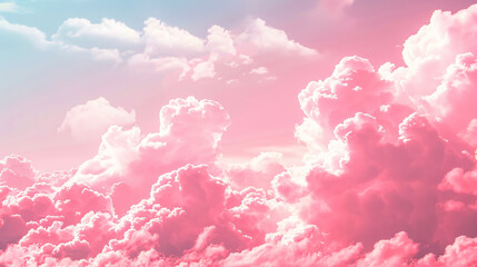 Wall Mural - a dreamy valentine's day scene with a pink sky and white clouds, evoking sweet thoughts of love and 