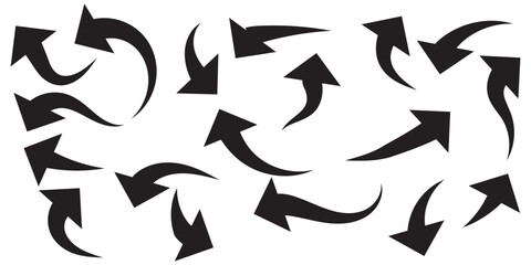 Wall Mural - Black arrows icon vector set. Bold arrow symbol curved flat design isolated