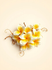 Wall Mural - Dried yellow and white frangipani flower plumeria as a natural decoration, art project, craft, artistic, creativity, DIY