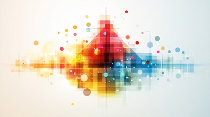 Wall Mural - Abstract colorful geometric design with glowing particles.