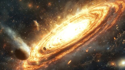 Wall Mural - a bright yellow star with a black spot in the middle