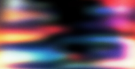 Vibrant rainbow, orange blue teal white psychedelic grainy gradient color flow wave on black background, music cover dance party poster design. Retro Colors from the 1970s 1980s, 70s, 80s, 90s style