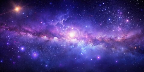 Wall Mural - a mesmerizing cosmic panorama with vibrant hues of purple and blue, showcasing the celestial dance o