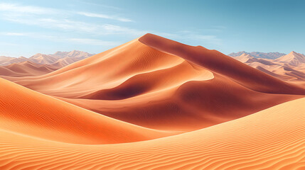 Desert Dunes under Blue Sky
