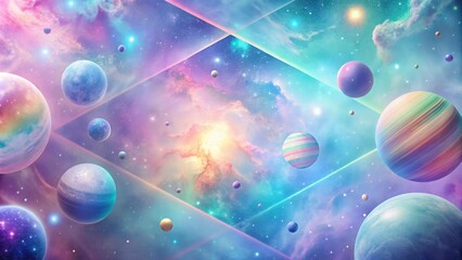 Wall Mural - a symphony of celestial bodies dances in a vibrant nebula, a cosmic tapestry woven with hues of pink