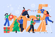 © girafchik - New Year 2025 holiday celebration concept.  Modern vector illustration of people decorating for Christmas and New Year party