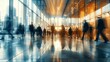 © btiger - Blurred Motion of Business People in Modern Office Lobby Discussing Corporate Ideas and Solutions