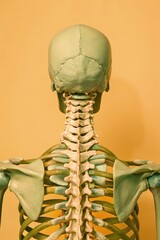 Wall Mural - close-up view of human skeleton neck showcasing vertebrae structure. generative ai