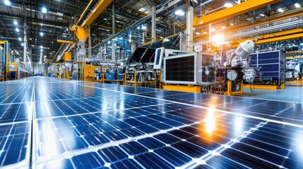 Poster - Industrial Solar Panel Production Facility with Modern Technology and Equipment