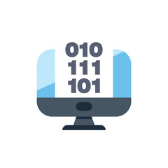 Wall Mural - desktop computer is displaying binary code, representing programming, software development, and tech