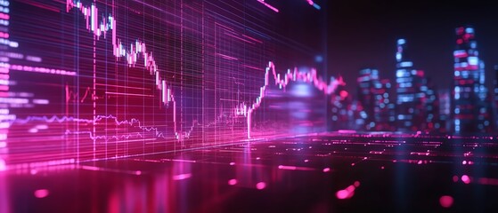 Leinwandbilder - Digital Forex trading chart with live market data, glowing graphs, currency symbols, and global financial information, 3D rendering
