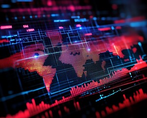 Leinwandbilder - Global market Forex trading chart with dynamic data and currency graphs, 3D rendering of digital financial analysis on a hightech background