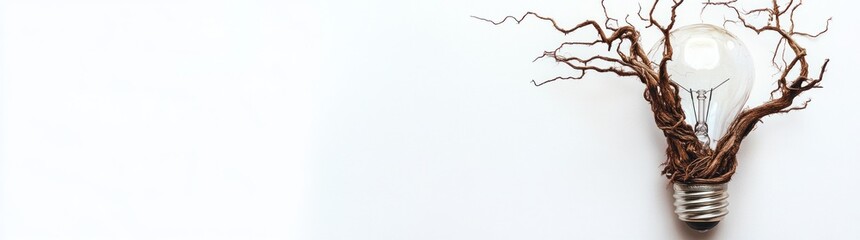 Aufkleber - A light bulb entwined with roots symbolizes innovation and growth.