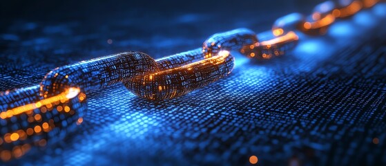 digital network connections and binary code flowing in cyberspace, dark blue futuristic background, 