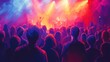 © GRYZZ - A crowd of people at a concert, illuminated by colorful stage lights.