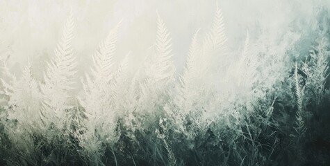 Poster - A serene depiction of frosted ferns in a soft, ethereal atmosphere.
