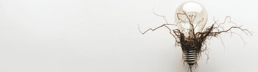 Aufkleber - A light bulb with roots symbolizes growth and innovation.