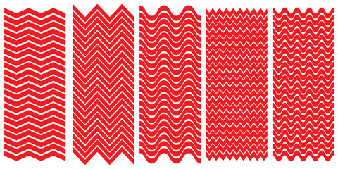 Wall Mural - Set of wavy zigzag lines. Wave thin line background. Vector zigzag and wavy blue horizontal underline. Vector illustration