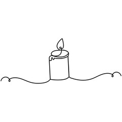 Wall Mural - Candle icon   single line art, continuous one line drawing of  Isolated outline vector art 