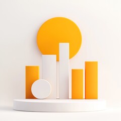 Fototapete - Abstract geometric shapes in yellow and white, resembling a modern design or data visualization.