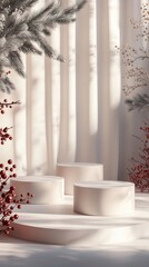 Wall Mural - 3d podium display, christmas background for product presentation or text.