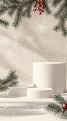Wall Mural - 3d podium display, christmas background for product presentation or text.